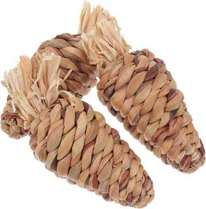 Handcrafted botanical woven carrot grass toys for small pets safe edible interactive playtime item guinea pigs and chinchillas - Product Image 1