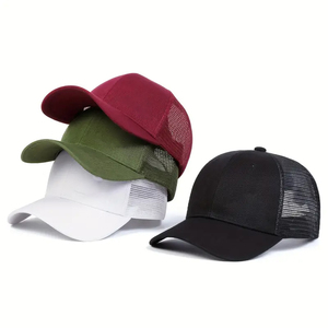 Gorra de Béisbol Unisex Negra de Malla, 6 Paneles, Ajustable, Color Sólido, Estilo Casual Deportivo, Primavera Verano, Tejido Transpirable e Impermeable, 3D - Product Image 5