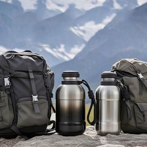 <b>Outdoor</b> Travel <b>Large</b> Capacity Fitness Vaccum Insulated 316 Stainless Steel Drinking Wate Bottle with Carrying Strap - Product Image 2