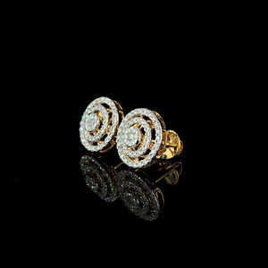 Pendientes de oro amarillo premium con diamante natural, color EF, corte brillante redondo, 0.89 ct, claridad VVS/VS, joyería fina, pendientes de lujo. - Product Image 2