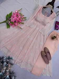 Vente chaude indien ethnique robe de mariée Faux Georgette lourde broderie Sequin travail robe Dupatta naturel fête porter Look - Product Image 3