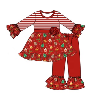 Conjuntos <span class=keywords><strong>de</strong></span> ropa para niñas <span class=keywords><strong>de</strong></span> dos piezas ecológicos rojos personalizados <span class=keywords><strong>de</strong></span> manga larga <span class=keywords><strong>de</strong></span> seda <span class=keywords><strong>de</strong></span> leche estilo informal estampado dulce pantalón largo estilo boutique - Product Image 2