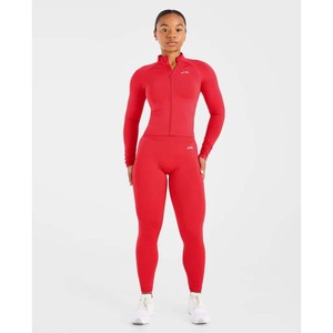 Women's High Waist Long Sleeve Solid Color Jumpsut Full Length Turtleneck Zipper Spandex Polyester Skinny Fit <b>All</b> Season - Product Image 4