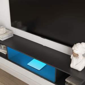 Soporte de TV flotante montado en la pared moderno de 69 \ "con LED de 16 colores 55 60 65 pulgadas compatible con TV centro de entretenimiento negro - Product Image 2