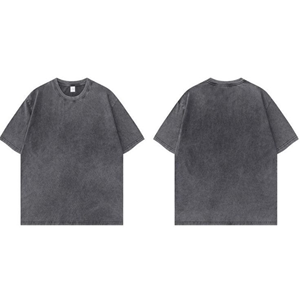 เสื้อยืดโอเวอร์ไซส์ผู้ชายพรีเมียม ล้างสีแบบแอซิดวอช ผ้าฝ้าย 100% เสื้อยืดฮิปฮอปวินเทจแบบเรียบ พร้อมสกรีนลายแบบซิลค์สกรีนตามสั่ง - Product Image 4
