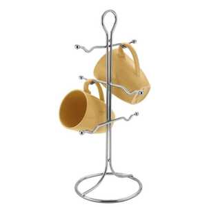 Support à tasses en fil métallique noir, base géométrique moderne, pour rangement et séchage de tasses à café et à thé, organisateur de table - Product Image 3