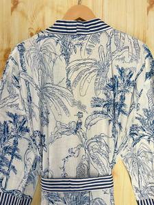 Bata Kimono de Algodón 100% Tejido con Estampado de Dibujos Animados para Mujer, Camisón de Verano Hecho a Mano, Cuello en V, Cintura Elástica, Largo Completo, ODM - Product Image 3