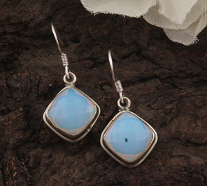 ต่างหูห่วง925ชุบทองทำด้วยมือสไตล์มินิมอลแบบเรียบง่ายทำจากหินลาริมาร์ธรรมชาติดีไซน์ห่วงดอกไม้สำหรับงานแต่งงาน - Product Image 3