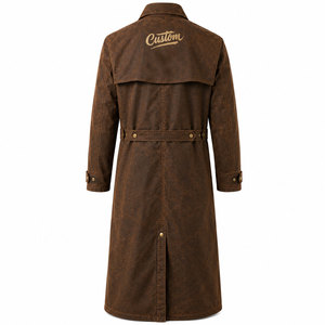 Custom Women Oilskin Long Duster Coat Waterproof Trench <b>Jacket</b> Outdoor Horse Riding <b>Western</b> Windproof Workwear Embroidered Logo - Product Image 2