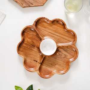 Plateau de service à dessert unique en bois d'acacia, fabrication artisanale, design pur bois, plateau de service multifonctionnel pour restaurant, fourni par l'usine - Product Image 3