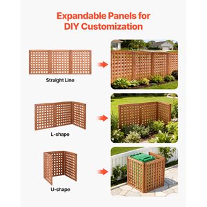 Valla de privacidad de madera maciza para exteriores de 32 x 38 pulgadas con ángulo ajustable, valla de 3 paneles para aire acondicionado, muebles de madera para exteriores - Product Image 3