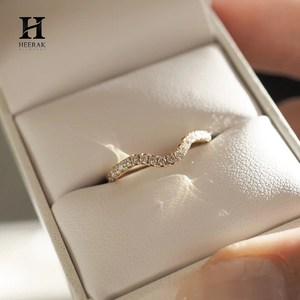 Minimalist Oval Diamond Engagement <b>Ring</b> Two Piece Set Wave Curved Pavé Band <b>Thin</b> Shank Fine <b>Ring</b> For Women - Product Image 3