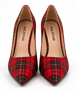 Chaussures à talons hauts pour femmes, style escocais à carreaux, bout pointu, talons aiguilles, chaussures de mariage, fabricant OEM - Product Image 2