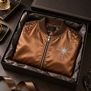 Mens Designer <b>Rhinestone</b> Satin <b>Jacket</b> Premium Shiny Crystal Decoration Stylish Bomber Coat Fashion Hip Hop Streetwear Luxury Par - Product Image 2