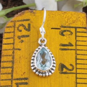 Pendientes de Topacio Azul Vintage, Plata de Ley 925, Diseño Milgrain con Puntos, Topacio Azul Suizo Natural - Product Image 5