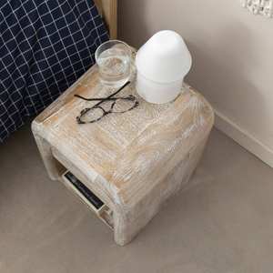 Mesa de Noche Vandana Vista Optima de Madera de Mango Blanqueada - Product Image 4