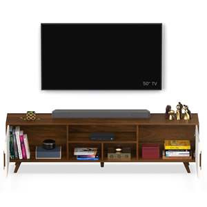 Mueble para TV Wilbrome Brown Maple & Frosty con estantes de almacenamiento, unidad de entretenimiento para televisores de hasta 65 pulgadas - Product Image 1