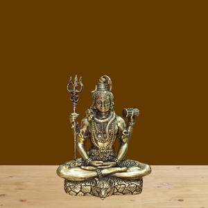 Artesanía Premium, Pequeña Estatua de Shiva Sentado en Latón Puro, Decoración para Templos Hindúes y Hogar, Hecho a Mano en Rajastán - Product Image 1