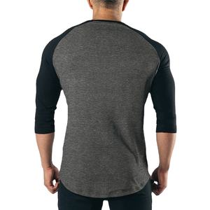 Otoño hombres 34 manga gimnasio ropa algodón sólido entrenamiento Camiseta 100% algodón ajuste suelto Fitness Tops para correr - Product Image 1