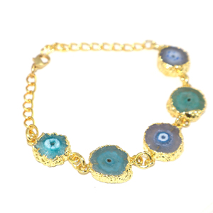 กำไลข้อมือดีไซน์คลาสสิกประดับด้วยพลอยควอตซ์ธรรมชาติ ชุบทอง 22K สายปรับได้ สำหรับผู้หญิงและเด็กผู้หญิง ขายส่งจำนวนมาก - Product Image 2