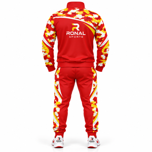 ชุดวอร์มลายพรางสีแดงสำหรับผู้ชาย RONAL SPORTS แขนยาว พิมพ์ลายแบบ Sublimation ชุดออกกำลังกายสไตล์สปอร์ต ทรงปกติสำหรับฤดูใบไม้ร่วง - Product Image 2