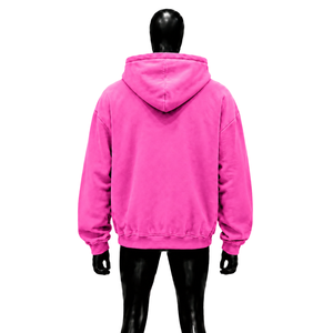 Sweat à capuche rose 100% molleton épais, coupe oversize, effet délavé, motif graphique vintage, en molleton bouclette, avec logo imprimé et poche, pour l'automne, en promotion - Product Image 2