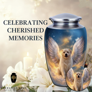 โกศสัตว์เลี้ยงรูปปีกนางฟ้า ดีไซน์สวรรค์ ขนาดใหญ่ อลูมิเนียม 220 คิวบิกอินช์ เป็นมิตรกับสิ่งแวดล้อม สำหรับเก็บอัฐิที่ระลึก - Product Image 6