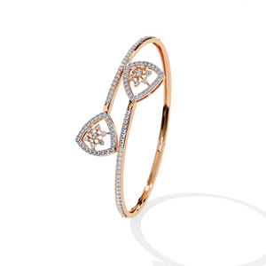 Rose <b>Gold</b> 14K <b>Solid</b> <b>Gold</b> Lab Grown Diamond Geometric Round Brilliant Cut Claw Setting Luxury Unisex Wedding Anniversary <b>Bangle</b> - Product Image 1