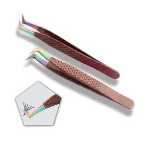 Las pinzas de extensión de pestañas más vendidas, venta al por mayor, mango de agarre de diamante de etiqueta privada, pinzas de pestañas de volumen ruso - Product Image 2