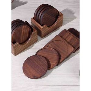 Handmade Wooden Drink Coasters Set of 4 Rustic <b>Table</b> <b>Protection</b> Mats - Product Image 4