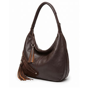 Bolso de Hombro Tipo Hobo de Cuero Marrón Vintage para Mujer, Bolso de Mano con Borlas de Gran Capacidad, Bolso Tote Casual de Moda - Product Image 2