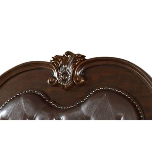 Testiera letto matrimoniale in legno di noce scuro stile tradizionale Roma, imbottita con bottoni, realizzata con materiali durevoli - Product Image 4