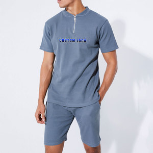 Outdoor Sports Wear Men Summer Eco-Friendly Streetwear T-shirts & Shorts <b>Set</b> French Terry 100% Organic Cotton <b>Twin</b> <b>Sets</b> - Product Image 4
