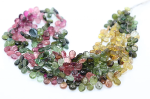 Elegant 6x7mm Multi-<b>Tourmaline</b> Smooth Pear Shape Stone Beads Unique 6x7mm <b>Tourmaline</b> Pear Beads - Product Image 3