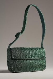 Ensemble Duo de Sacs à Main Perlés à Motifs Floraux Assortis Vert Beige Jaune, Sacs Bandoulière à Rabat en Toile Ornés de Perles de Rocaille - Product Image 6
