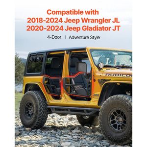 2018 2024 Jeep Wrangler JL 2020-2024 Jeep Gladiator JT avventura 4 porte Jeep Tube porte punteggiano retrovisori certificati - Product Image 2