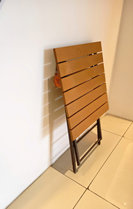 OEM Commercial Folding <b>Table</b> with Plastic Slat Top Metal Frame Modern Design Water Resistant for Restaurant Hotel <b>Outdoor</b> Dining - Product Image 2