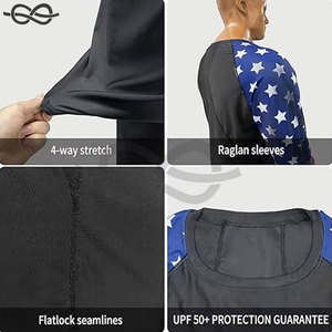 Camiseta de Natación de Manga Larga con Protección Solar UPF 50+ y Estampado de Bandera Americana para Hombre, Ligera, de Secado Rápido y Protección UV - Product Image 4