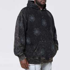 Sudadera con Capucha para Hombre, Estilo Desgastado, 100% Algodón, Felpa Gruesa, Talla Grande, Estilo Urbano - Product Image 2