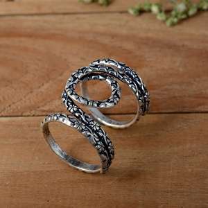 Handmade 925 Sterling <b>Silver</b> Arthritis Finger Splint <b>Ring</b> | Oxidized Flower Design <b>Adjustable</b> Joint Support for PIP & DIP - Product Image 4