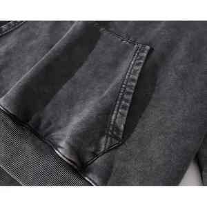 Sudadera con capucha de algodón para hombre, de peso pesado, estilo vintage, oversize, negra, con lavado ácido y efecto stone wash - Product Image 3