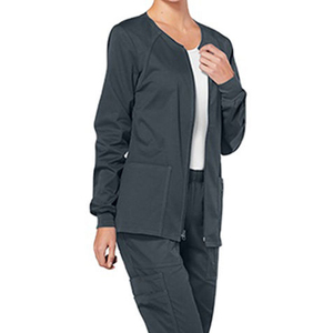 Blouse médicale premium pour femme, à fermeture éclair intégrale, manches longues, avec poches, uniforme d'infirmière, tenue de travail pour hôpital dentaire, coupe ajustée - Product Image 2