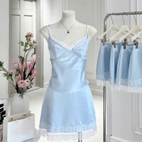 Ensemble jupe et haut court OEM en satin uni avec boutons et dentelle, motif floral, coupe trapèze, pour femme, tenue décontractée de printemps, extensible