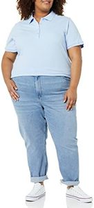 Camiseta Polo de Manga Corta Azul Claro para Mujer, Color Sólido, Casual, Largo Regular, 100% Algodón, Tela Oxford, Camisetas Polo ODM OEM - Product Image 4