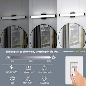 Lumière de Vasque de Salle de Bain Moderne de 25 Pouces 14W LED Lumières de Bain Blanc Froid 6000K Miroir de Vasque Noir Éclairage Moderne de Vasque de Salle de Bain - Product Image 6