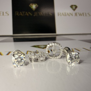 IGI Certificate Diamond <b>Earrings</b> Screw <b>Back</b> Iced Out Lab Diamond Stud <b>Earrings</b> 14k White Gold D VS1 HPHT CVD Diamond <b>Earrings</b> - Product Image 1