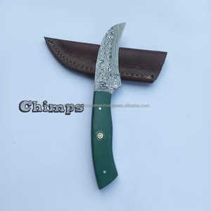 Cuchillo de caza Skinner de acero de Damasco hecho a mano de grado industrial con mango de Micarta y funda de cuero para uso diario OEM - Product Image 5