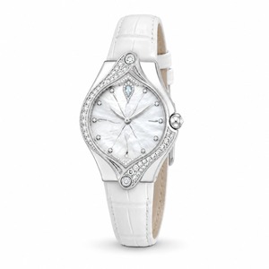 Women's Luxury Stainless Steel <b>Diamond</b> <b>Watch</b> Irregular Case Analog Quartz White Leather Band - Product Image 1