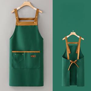 Tablier unisexe imperméable avec poches et bretelles réglables, couleurs noir et vert, pour adultes, utilisation en cuisine, en stock - Product Image 4