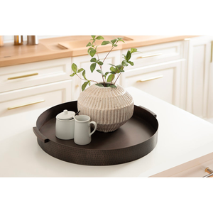 Plateau de service rond en métal de qualité supérieure, durable et sûr, pour mariage, restaurant, restauration et service alimentaire à prix avantageux. - Product Image 1